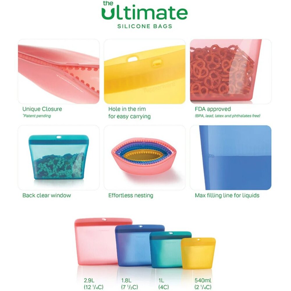Tupperware Ultimate Silicone Bag Set - Picture 2 of 4